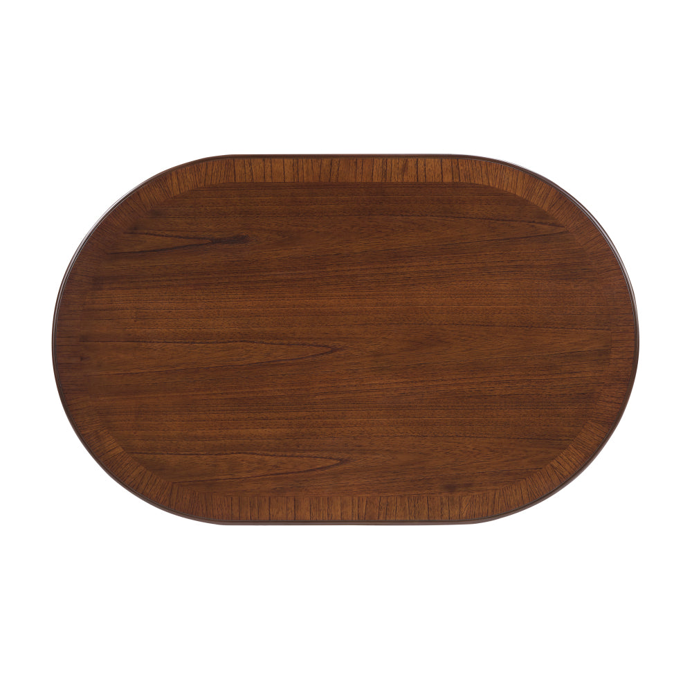 44'' Wood Oval Coffee Table with Open Storage and X-Shaped Base