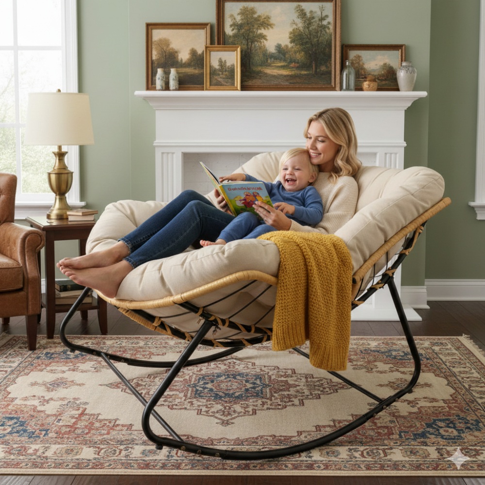 Modern Patio Egg Rocking Chair For Outdoor and Bedroom Living Room