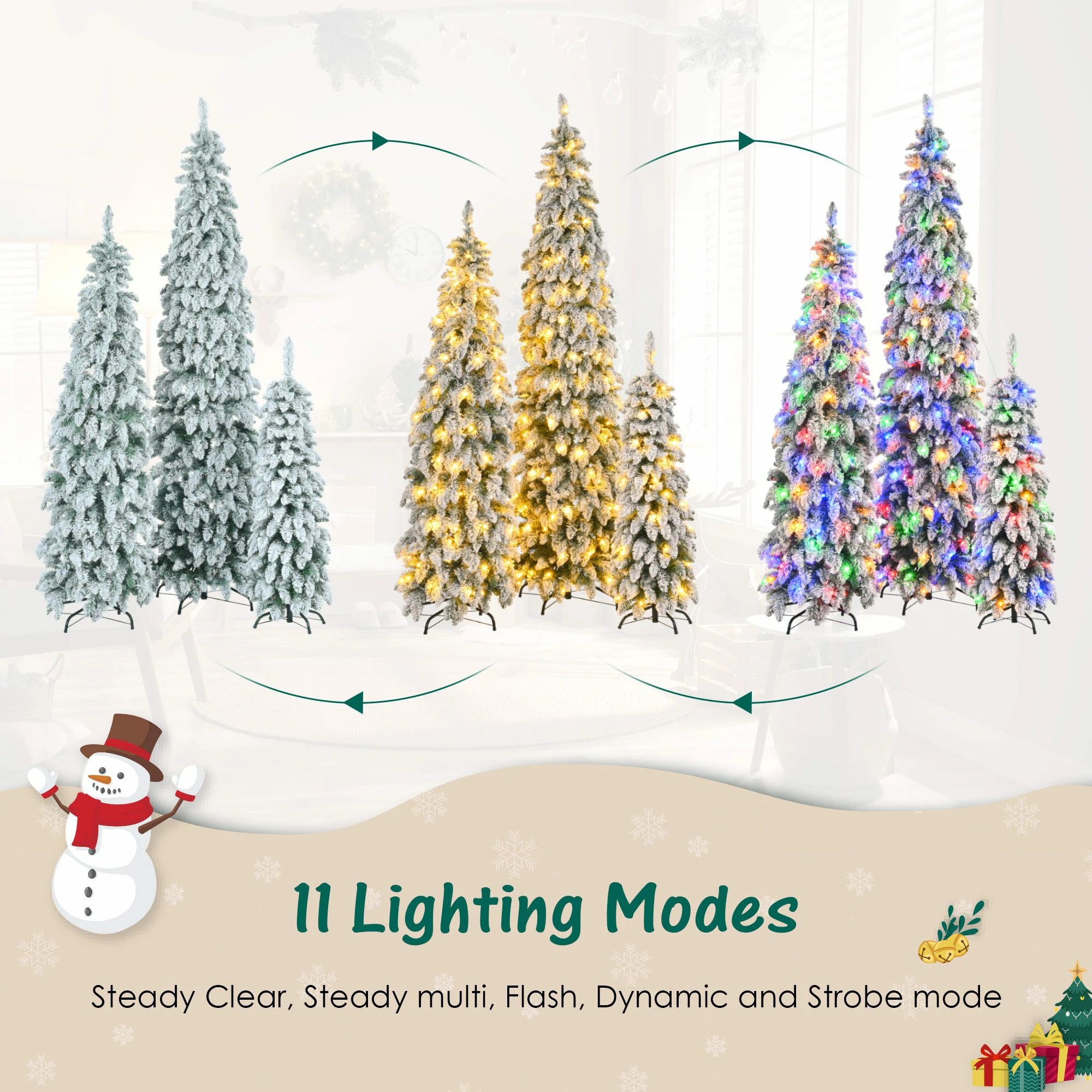 11 Lighting Modes Pencil Christmas Trees Set of 3