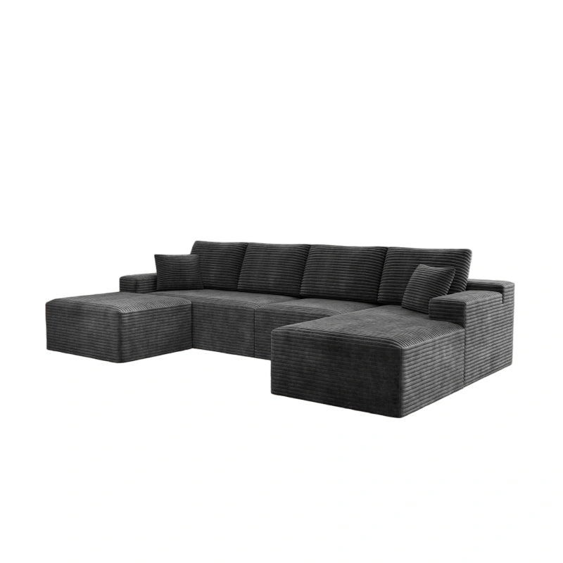 Flexo Corduroy Modular U-Shaped Sectional with Chaise and Ottoman