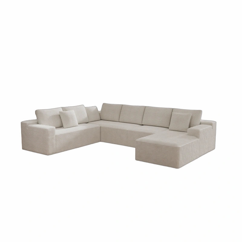 Flexo Corduroy Modular 6-Seat Sectional Couch with Lounge Chaise