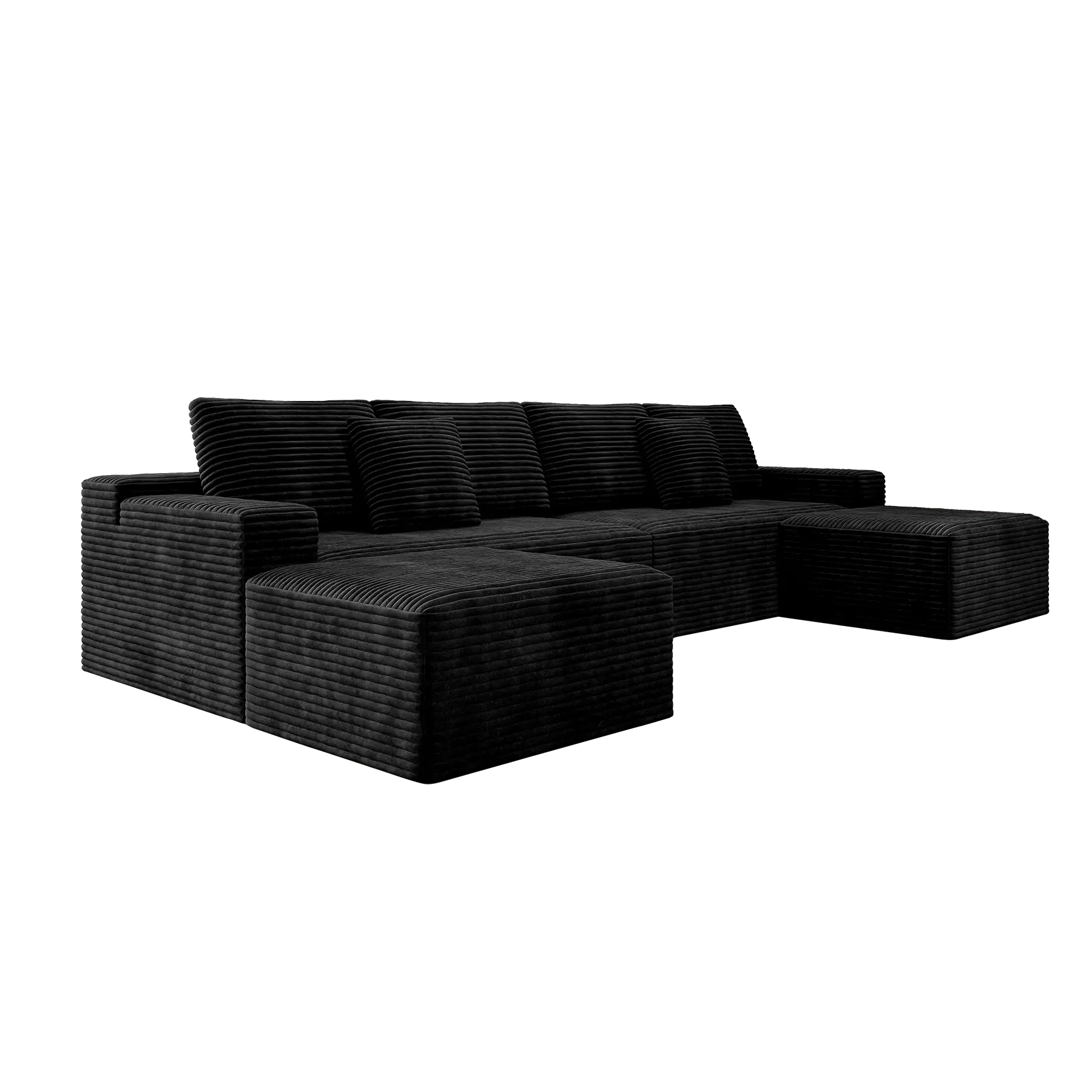 Flexo Corduroy Modular U-Shaped Sectional Couch with 2 ottomans