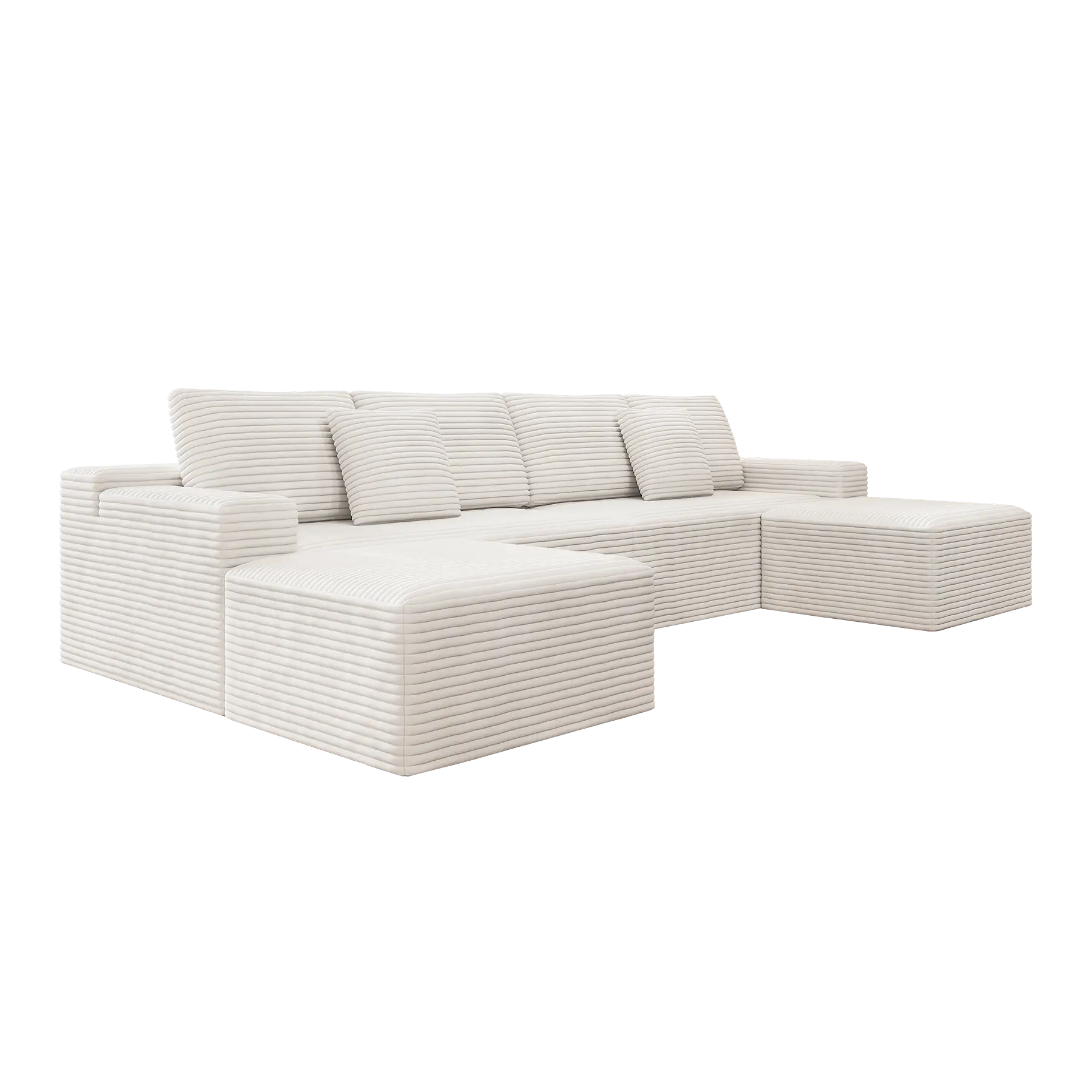 Flexo Corduroy Modular U-Shaped Sectional Couch with 2 ottomans