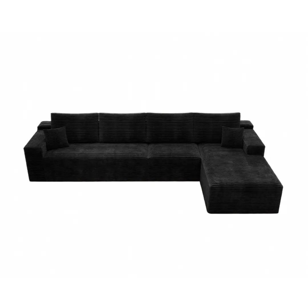 Flexo Corduroy Modular 4-Seat L-Shaped Sectional with Chaise