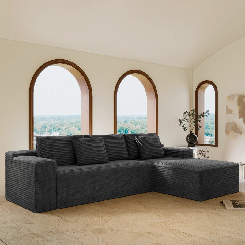 Flexo Corduroy Modular Sectional L-Shaped Sofa Chaise
