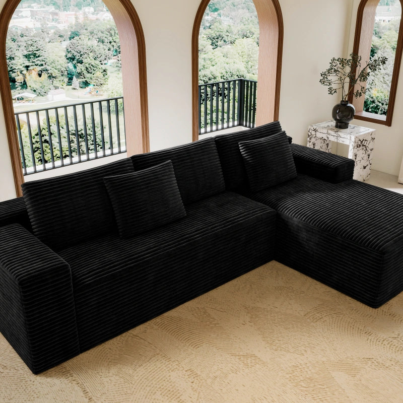 Flexo Corduroy Modular Sectional L-Shaped Sofa Chaise