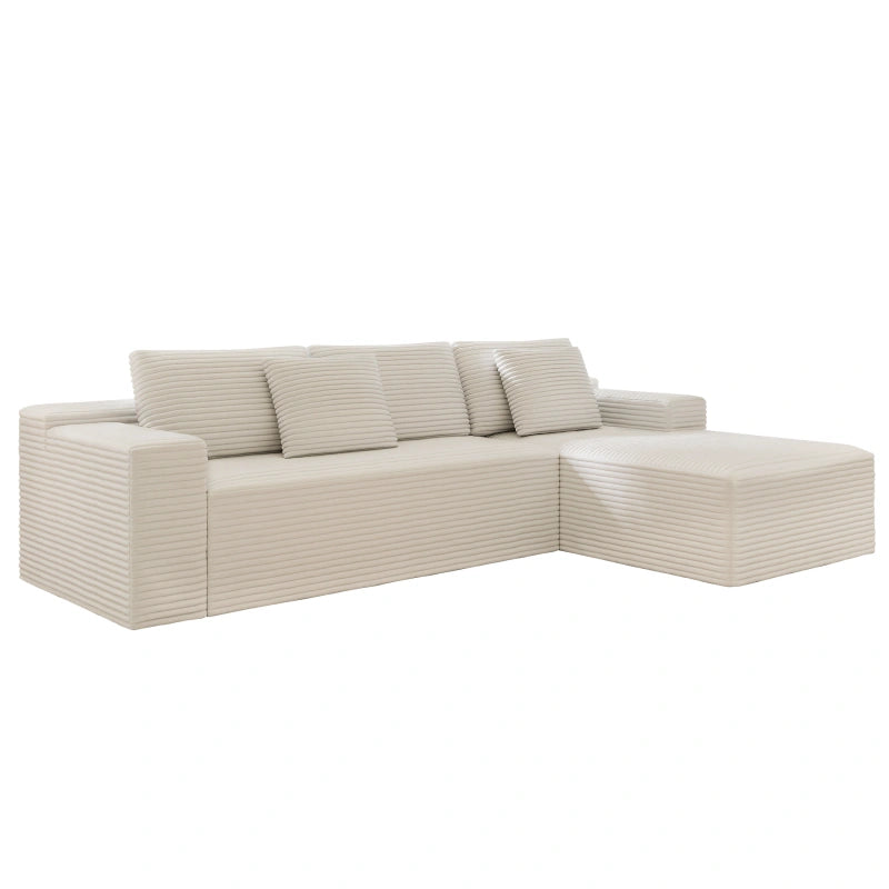 Flexo Corduroy Modular Sectional L-Shaped Sofa Chaise