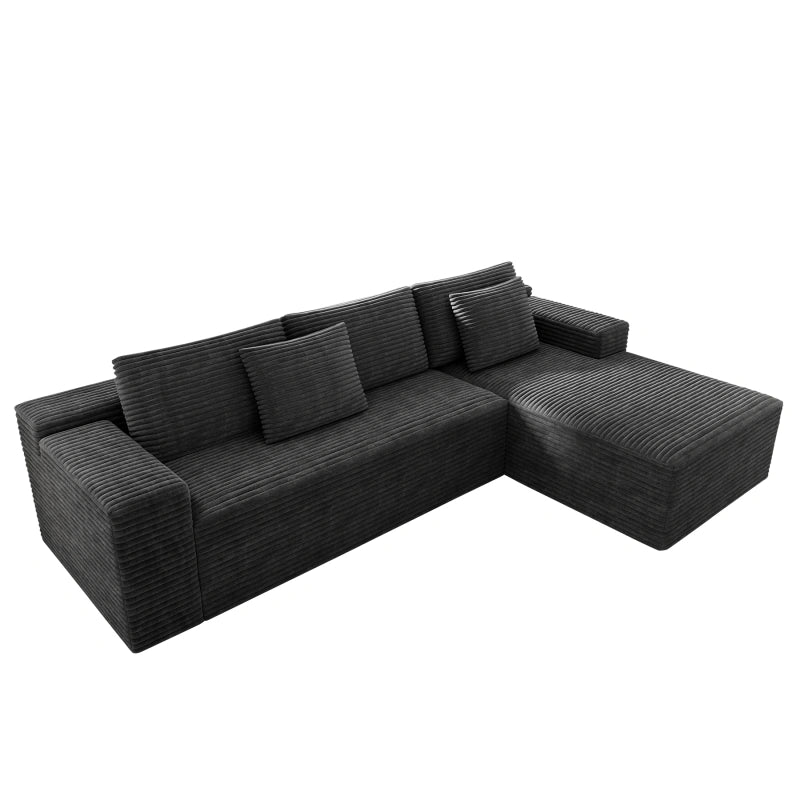 Flexo Corduroy Modular Sectional L-Shaped Sofa Chaise