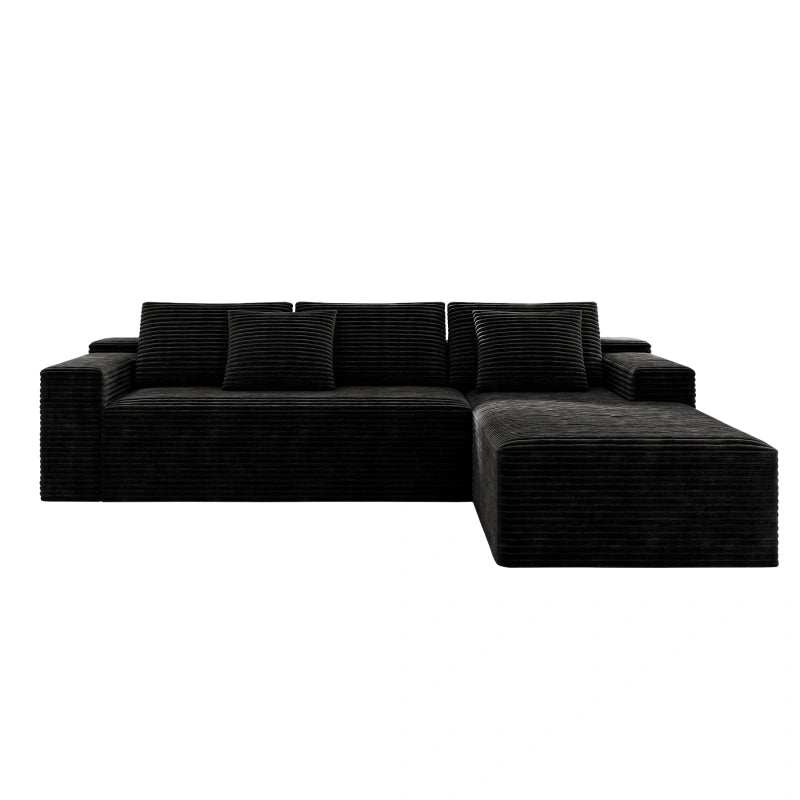 Flexo Corduroy Modular Sectional L-Shaped Sofa Chaise