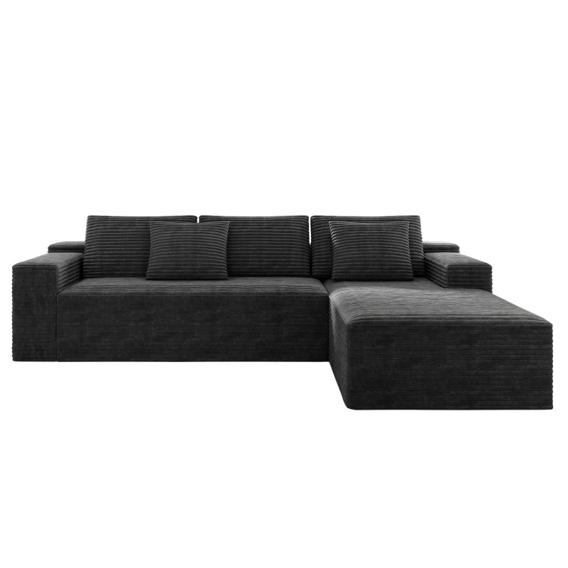 Flexo Corduroy Modular Sectional L-Shaped Sofa Chaise