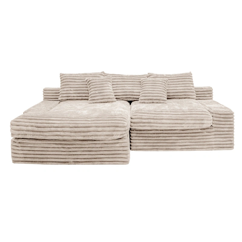 Flexo Corduroy Modular Loveseat Sofa with Chaise-Facing Left