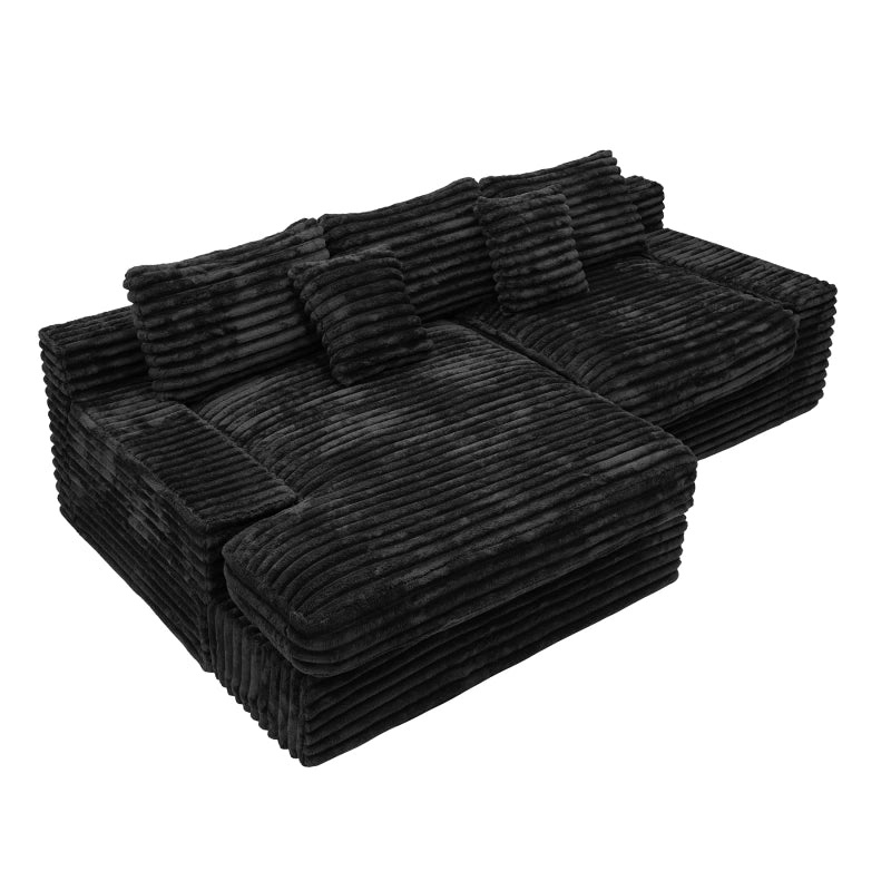 Flexo Corduroy Modular Loveseat Sofa with Chaise-Facing Left