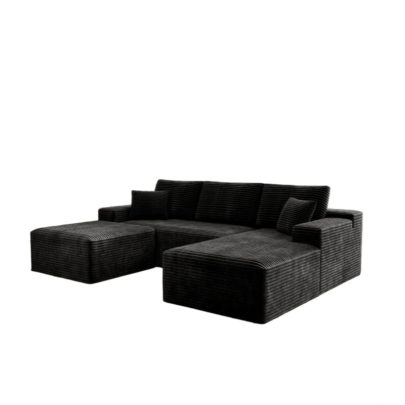 Flexo Corduroy Modular Sectional U-Shaped Sofa with Chaise