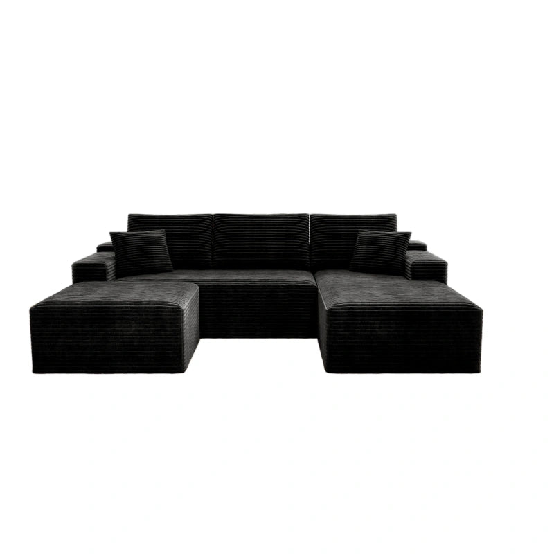 Flexo Corduroy Modular Sectional U-Shaped Sofa with Chaise