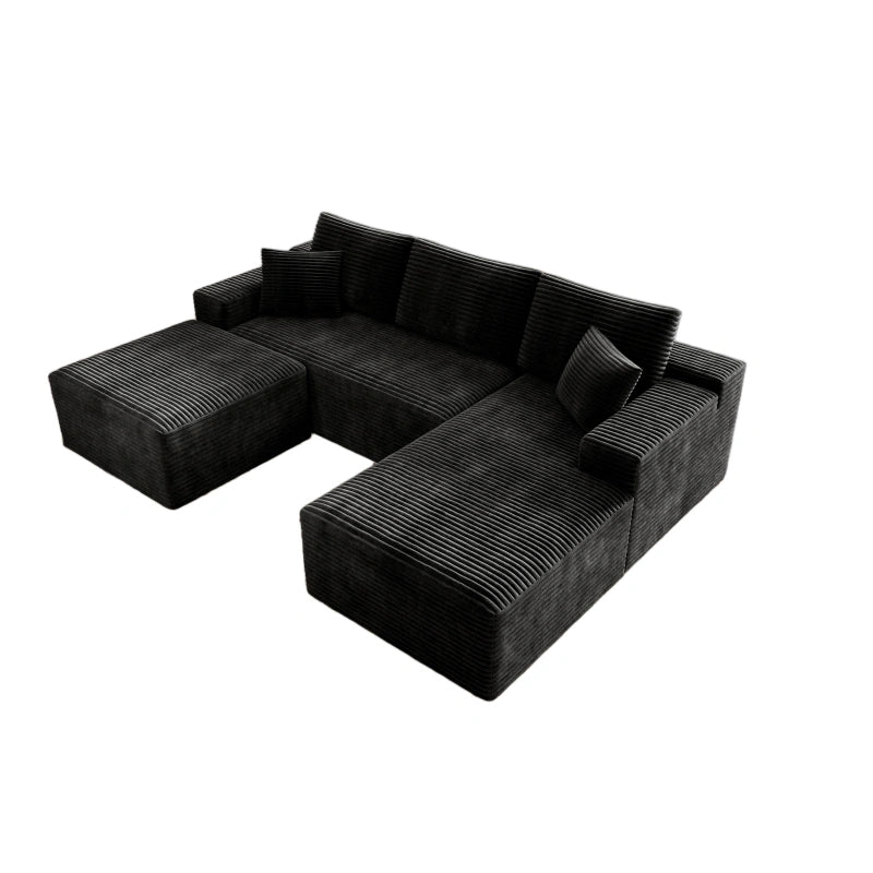 Flexo Corduroy Modular Sectional U-Shaped Sofa with Chaise