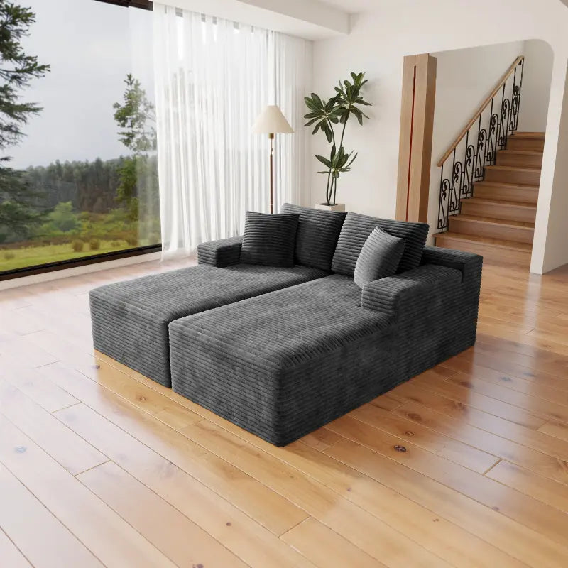 Flexo Corduroy Pet-Friendly Modular Loveseat Sofa with Double Chaise