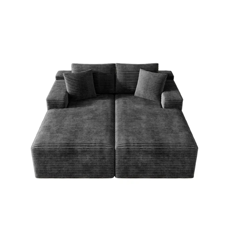Flexo Corduroy Pet-Friendly Modular Loveseat Sofa with Double Chaise