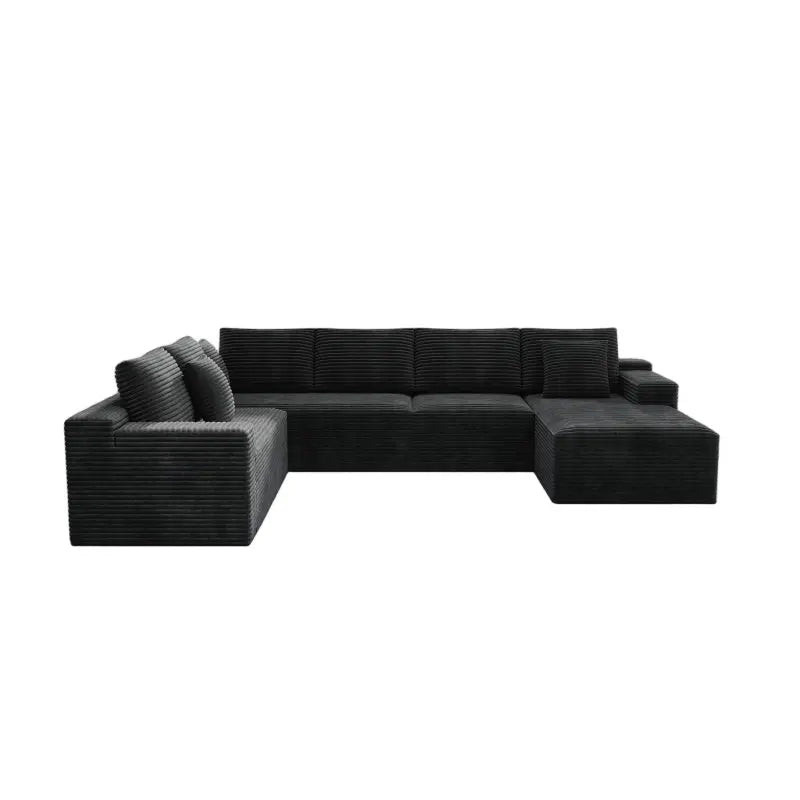 Flexo Corduroy Modular 6-Seat Sectional Couch with Lounge Chaise