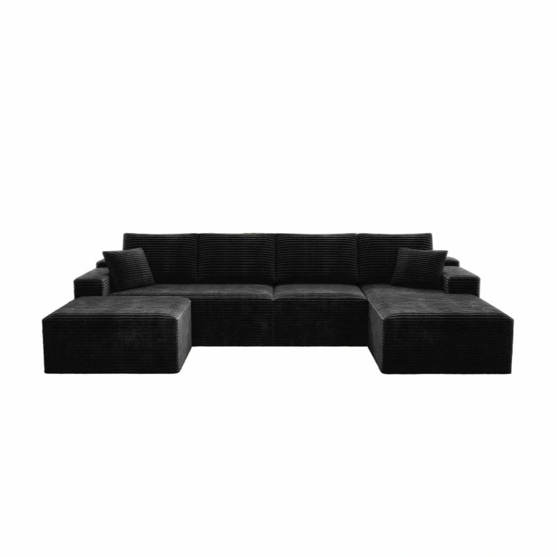 Flexo Corduroy Modular U-Shaped Sectional with Chaise and Ottoman