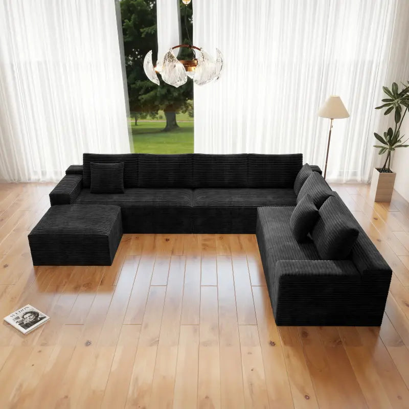 Flexo Corduroy Modular Sectional Couch 6-7 Seat Sofa