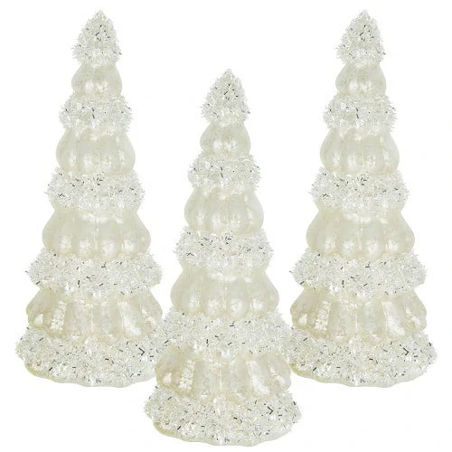3 Pack Glass Cone Christmas Tree with Lights