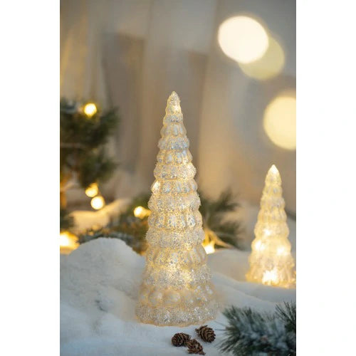 3 Pack Glass Cone Christmas Tree with Lights