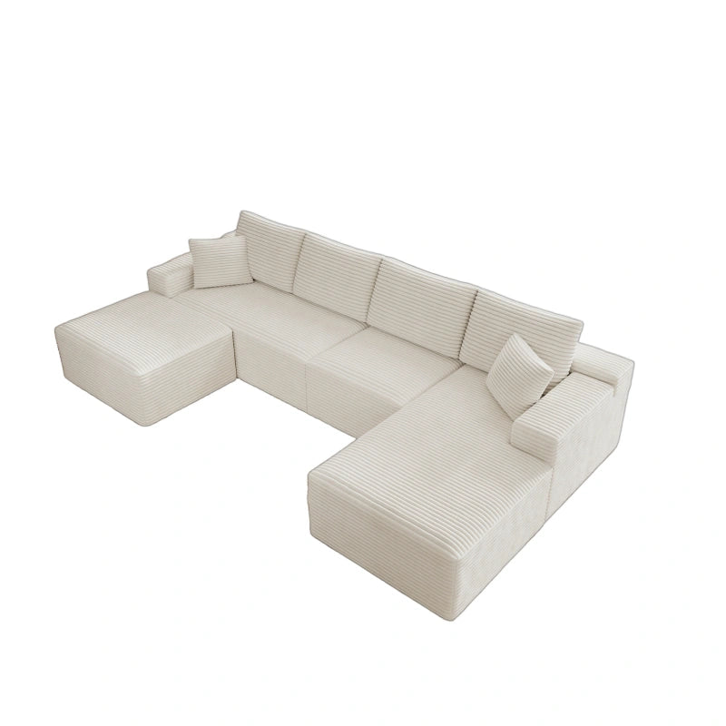 Flexo Corduroy Modular U-Shaped Sectional with Chaise and Ottoman