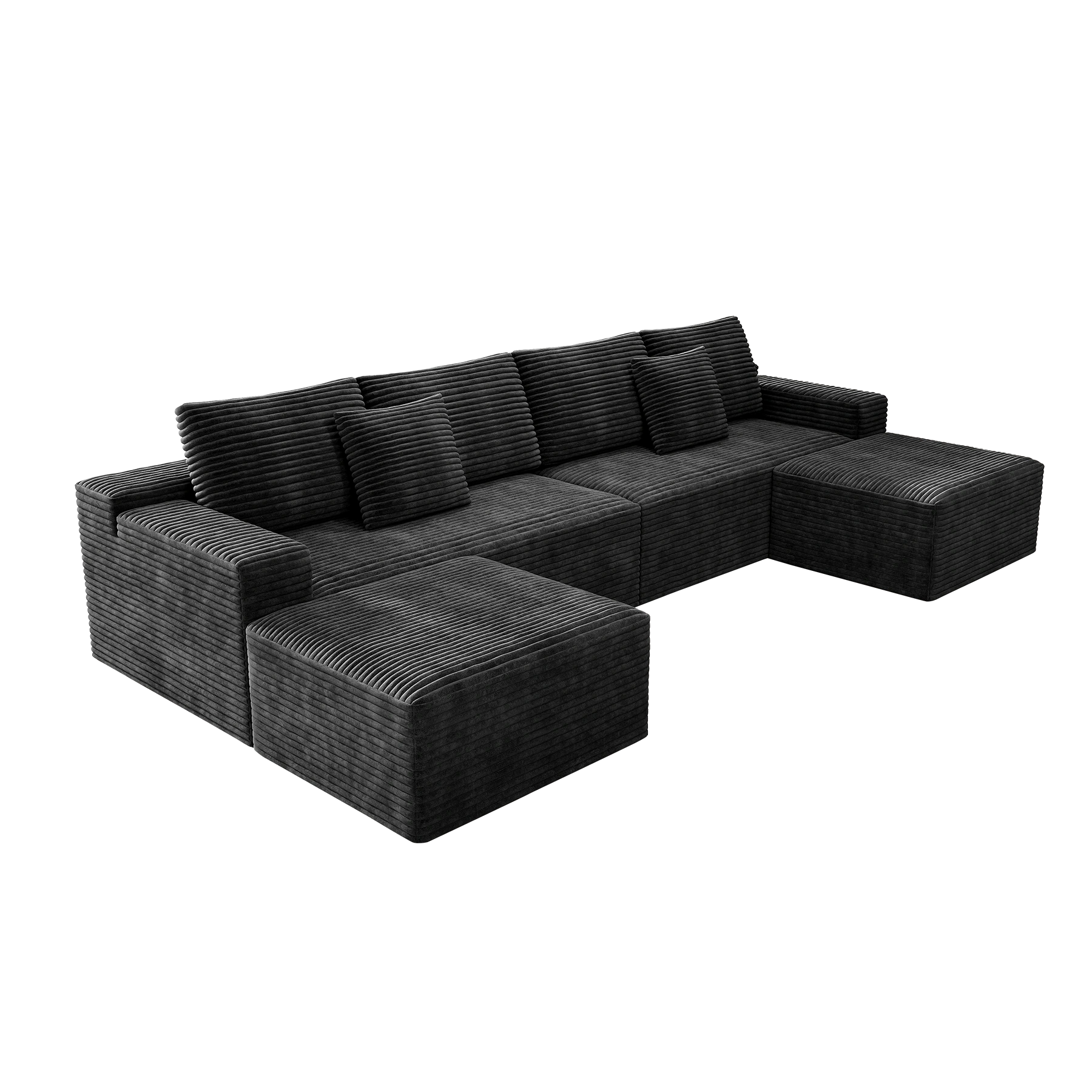 Flexo Corduroy Modular U-Shaped Sectional Couch with 2 ottomans
