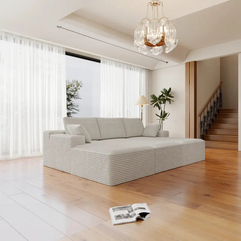 Flexo Corduroy Modular Sectional Sofa with 3 Chaise