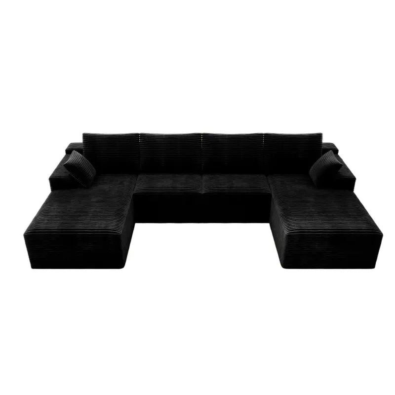 Flexo Corduroy Modular Sectional U-Shaped Sofa with Double Chaise
