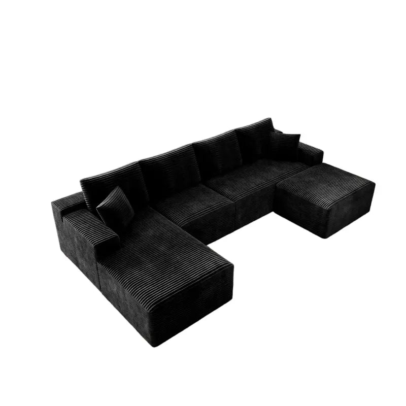 Flexo Corduroy Modular Sectional U-Shaped Sofa with Ottoman