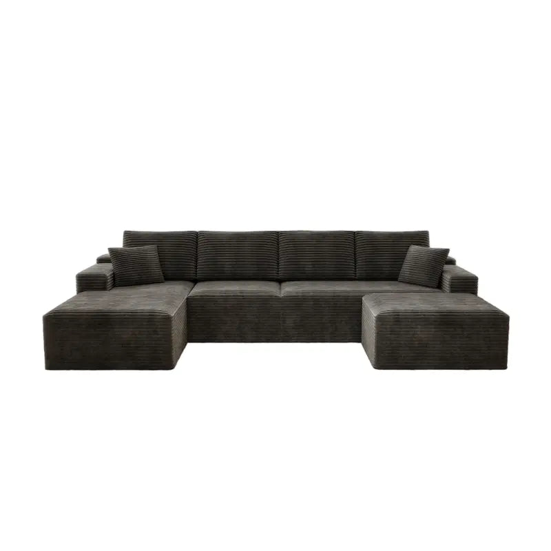 Flexo Corduroy Modular Sectional U-Shaped Sofa with Ottoman