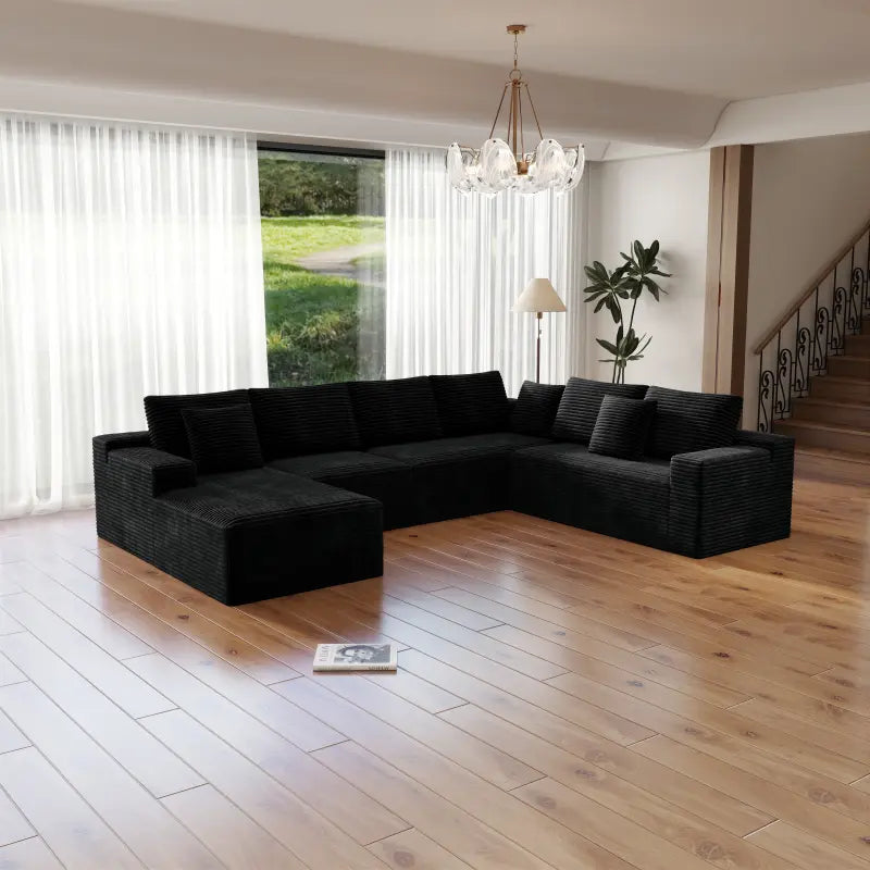 Flexo Corduroy Modular Sectional Sofa with Chaise 5-6 Seats