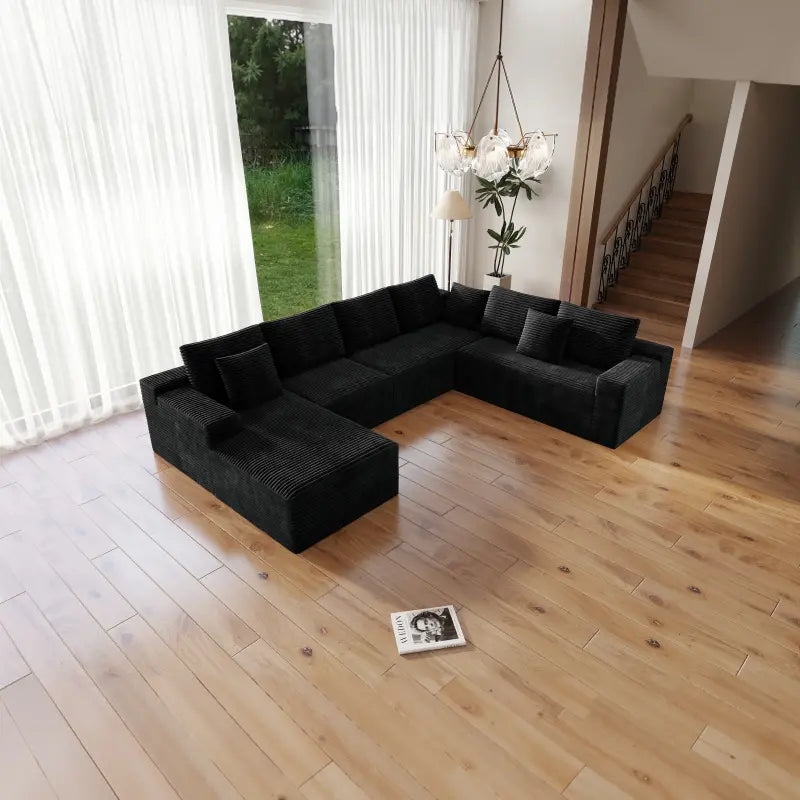 Flexo Corduroy Modular Sectional Sofa with Chaise 5-6 Seats