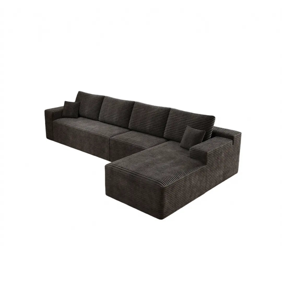 Flexo Corduroy Modular 4-Seat L-Shaped Sectional with Chaise