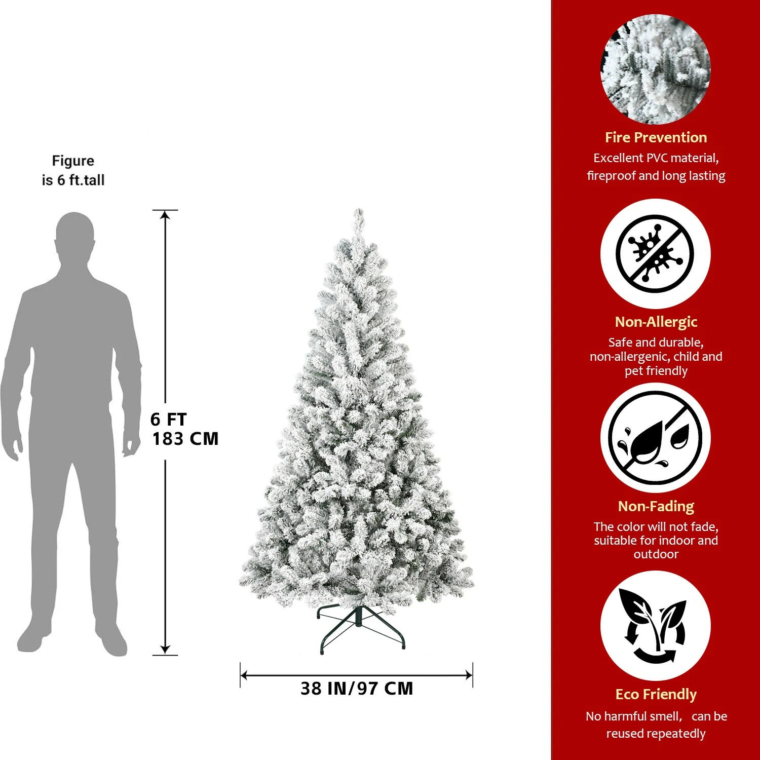4ft-7ft Christmas Tree Snowy Holiday Tree with 678 Tips