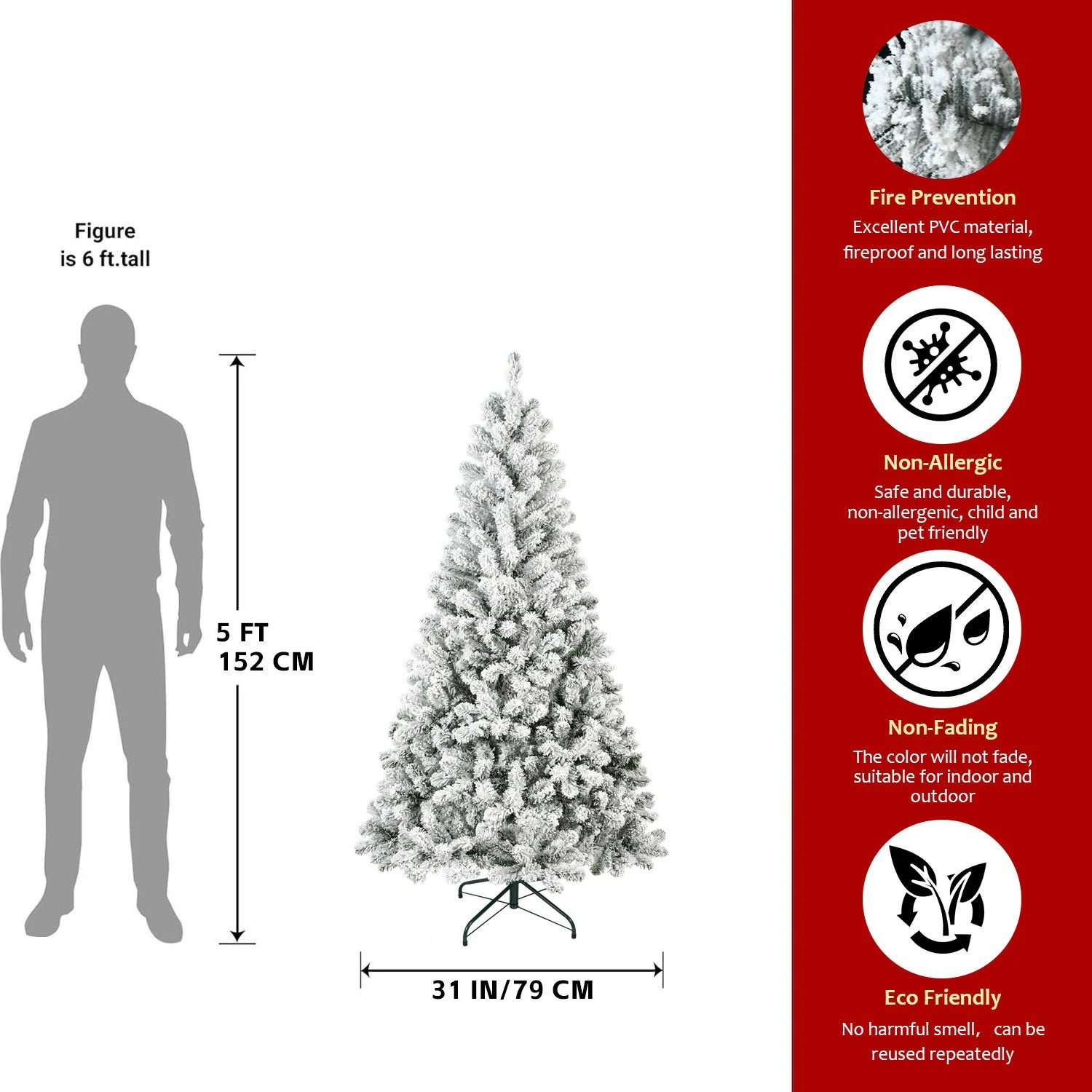 4ft-7ft Christmas Tree Snowy Holiday Tree with 678 Tips
