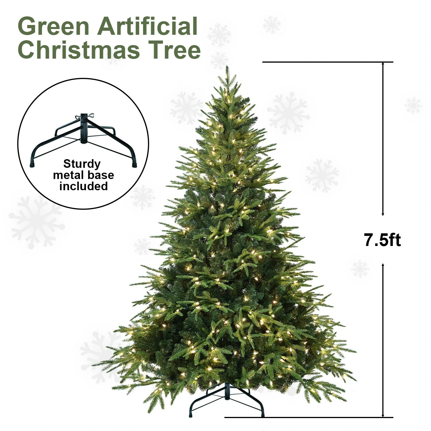 6-7.5 Feet Christmas Tree with 400 Warm White Incandescent Lights