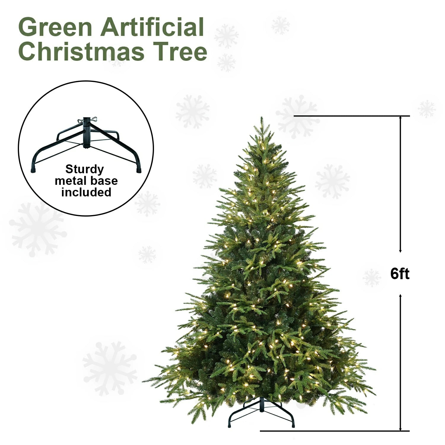 6-7.5 Feet Christmas Tree with 400 Warm White Incandescent Lights