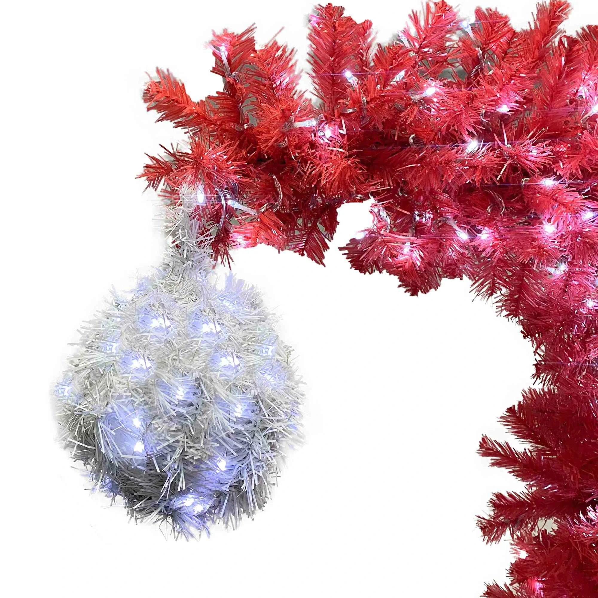 6FT Hinged Artificial Fir Christmas Tree with 300 LED Lights