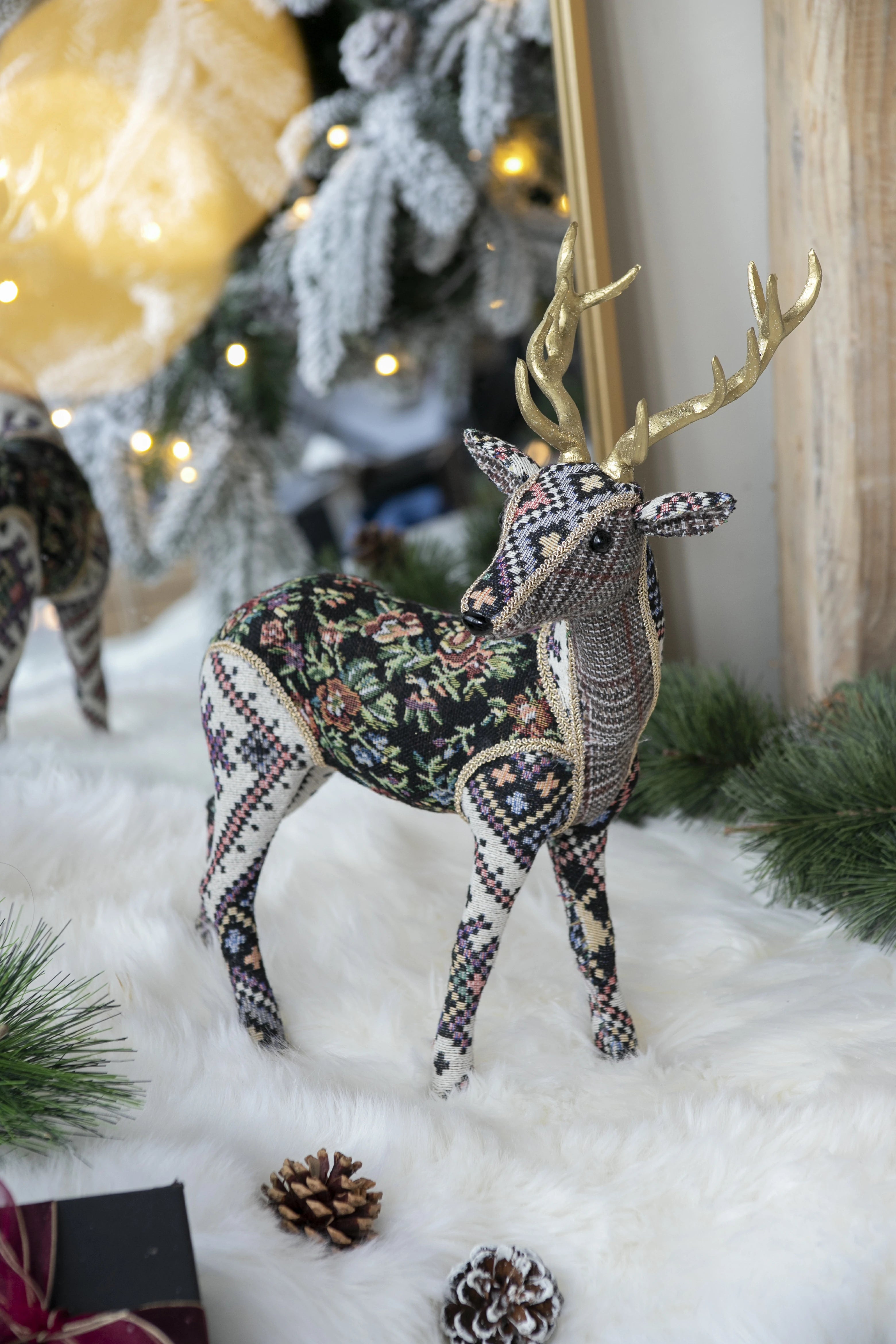 Christmas Decor 13 Inch Velvet Foam Standing Deer