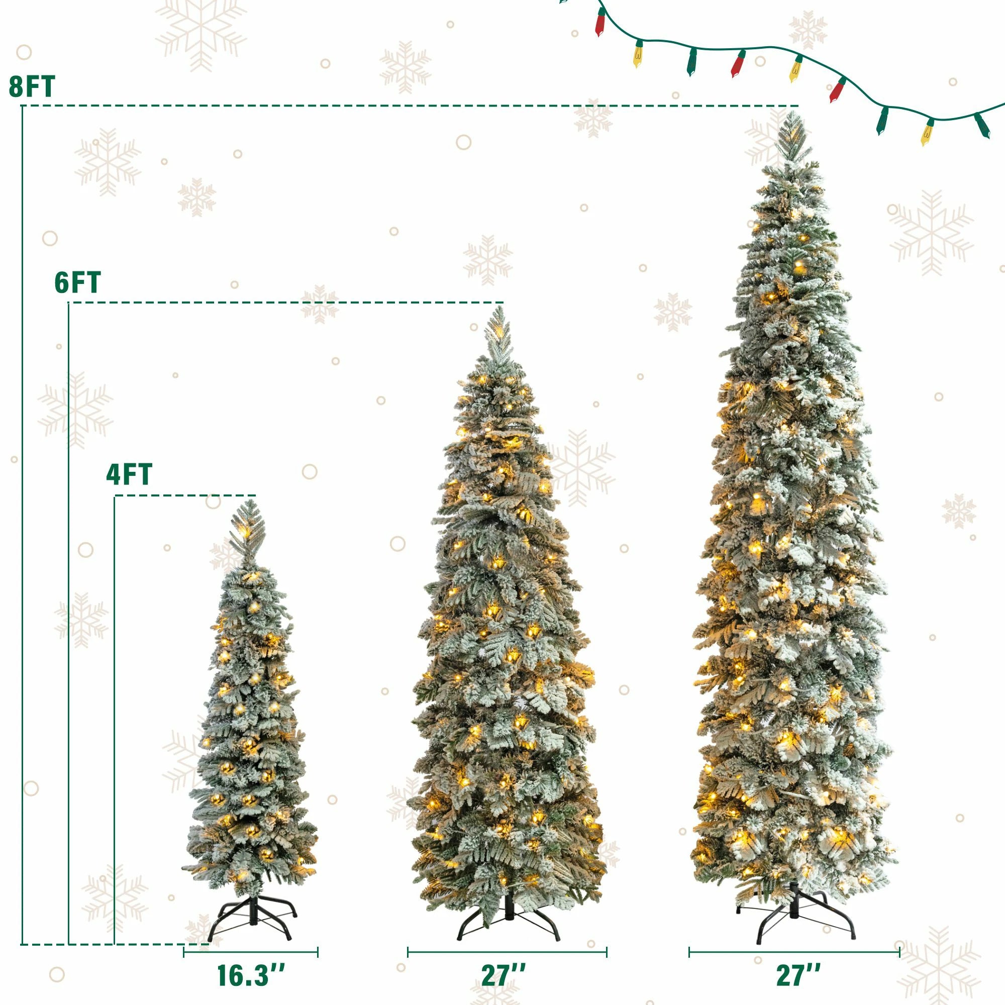 Christmas Trees 290 LED Lights with 11 Lighting Modes-Set of 3