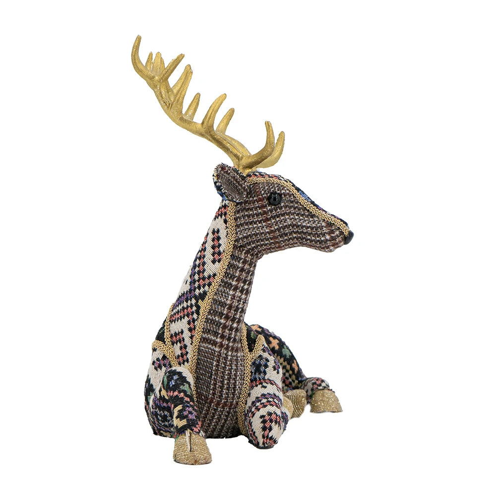 Christmas Decor 12 Inch Velvet Foam Sitting Deer