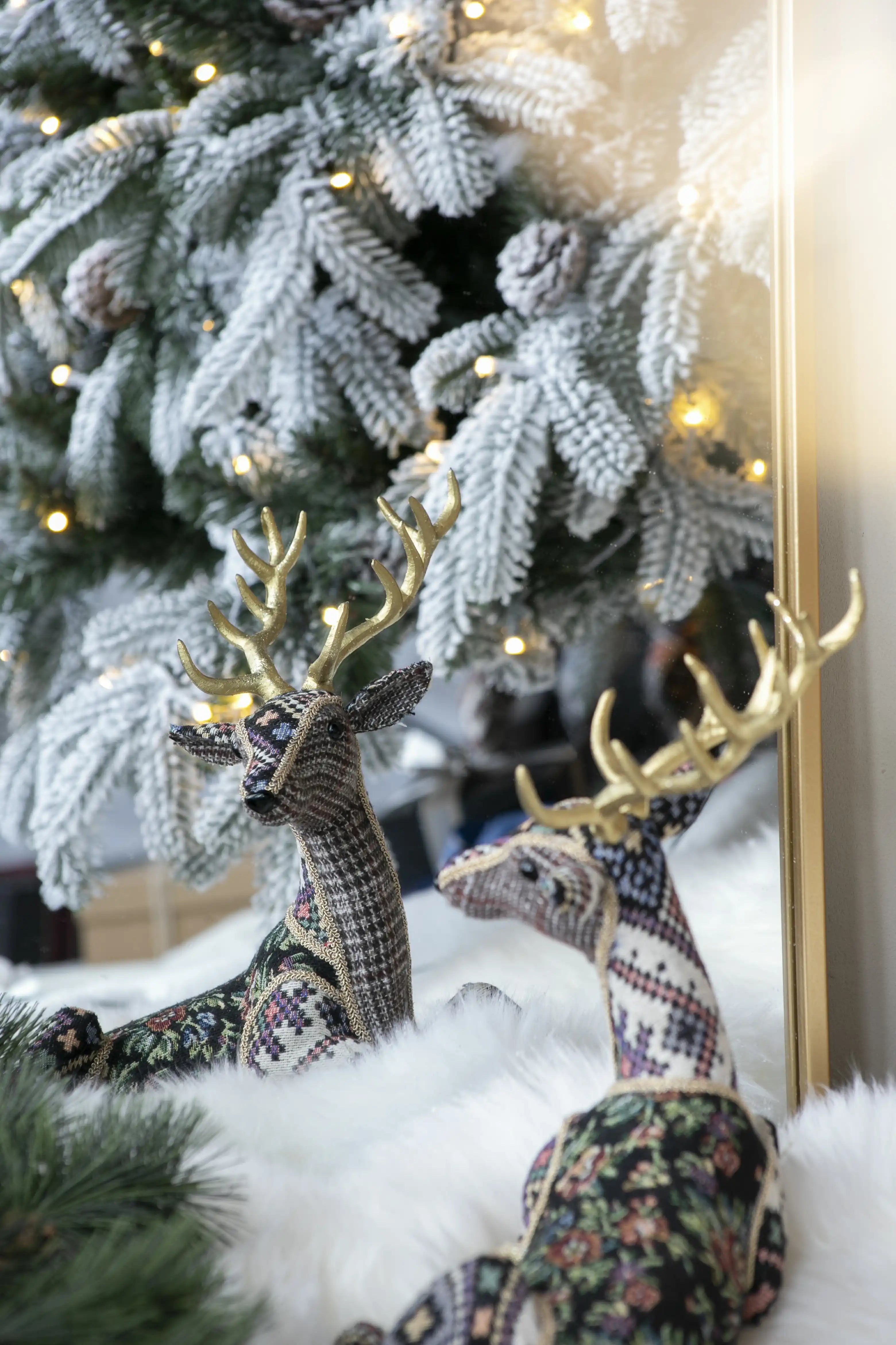 Christmas Decor 12 Inch Velvet Foam Sitting Deer