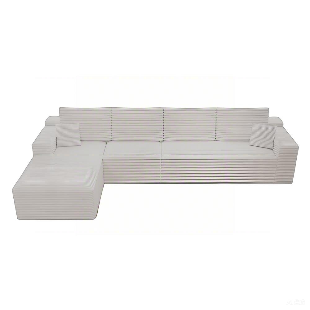 Corduroy Sectional Sofa L Shape Chaise Boneless Pet Friendly Couch