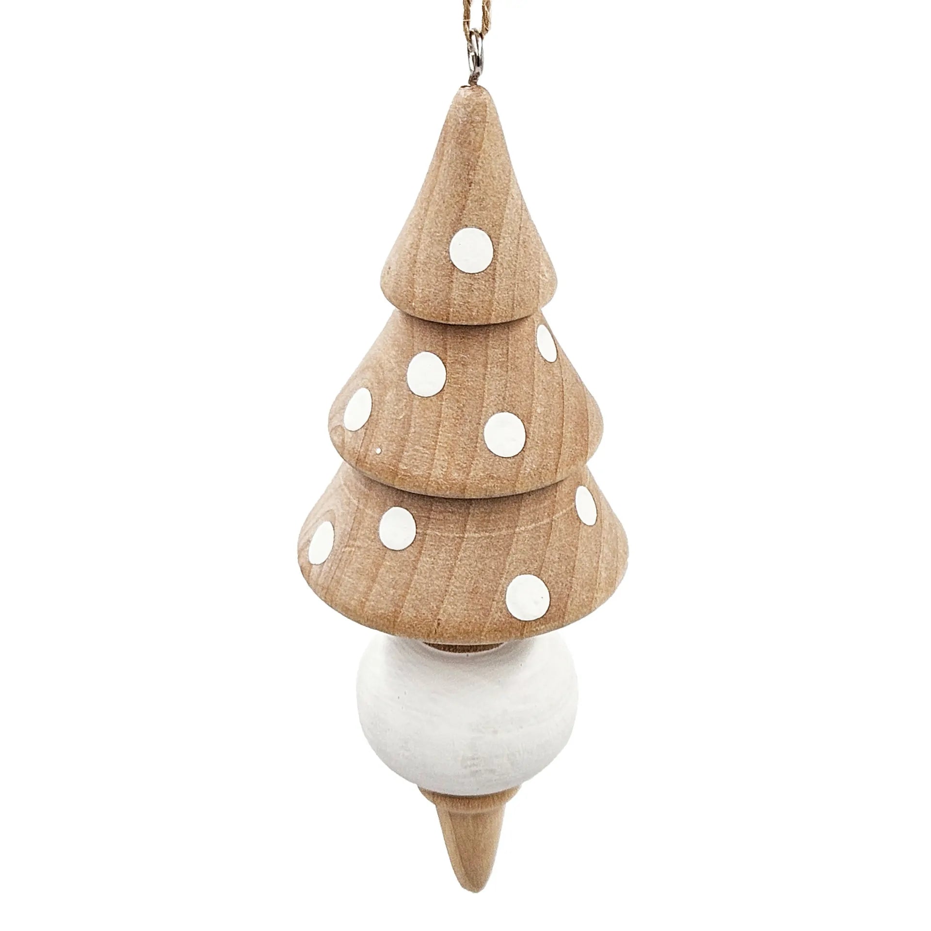 Eucalyptus Christmas Ornaments Set of 6 Wooden Icicle with Polka Dots