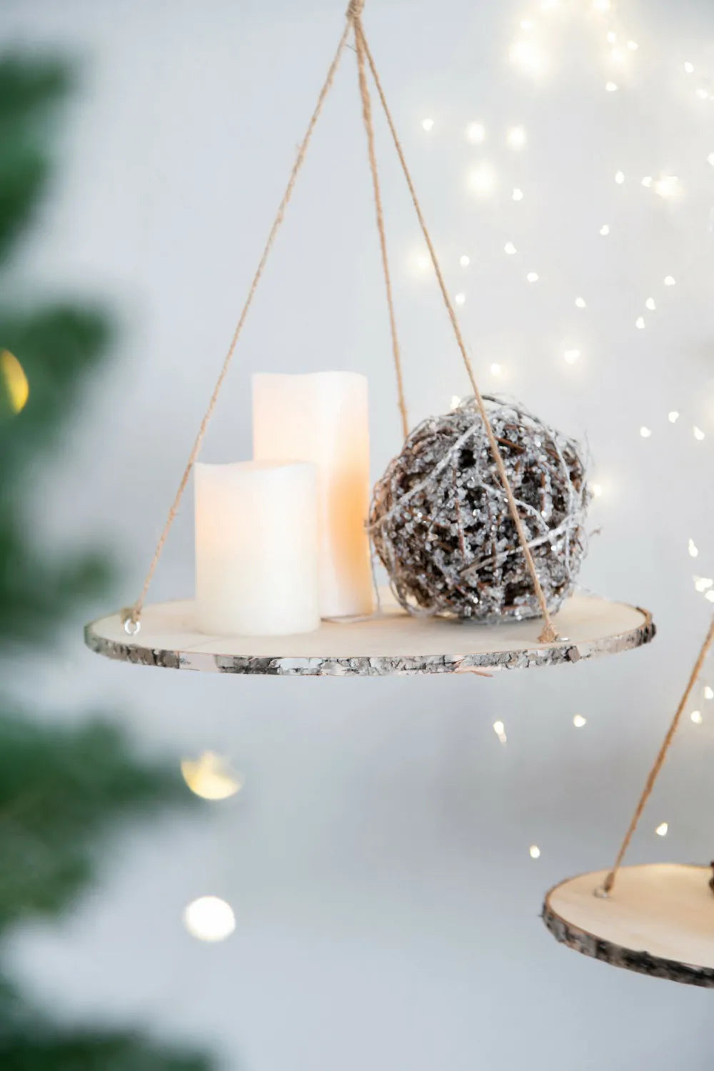 Frosted Christmas Ornaments Set of 4 Natural Twig Balls 5 Inch