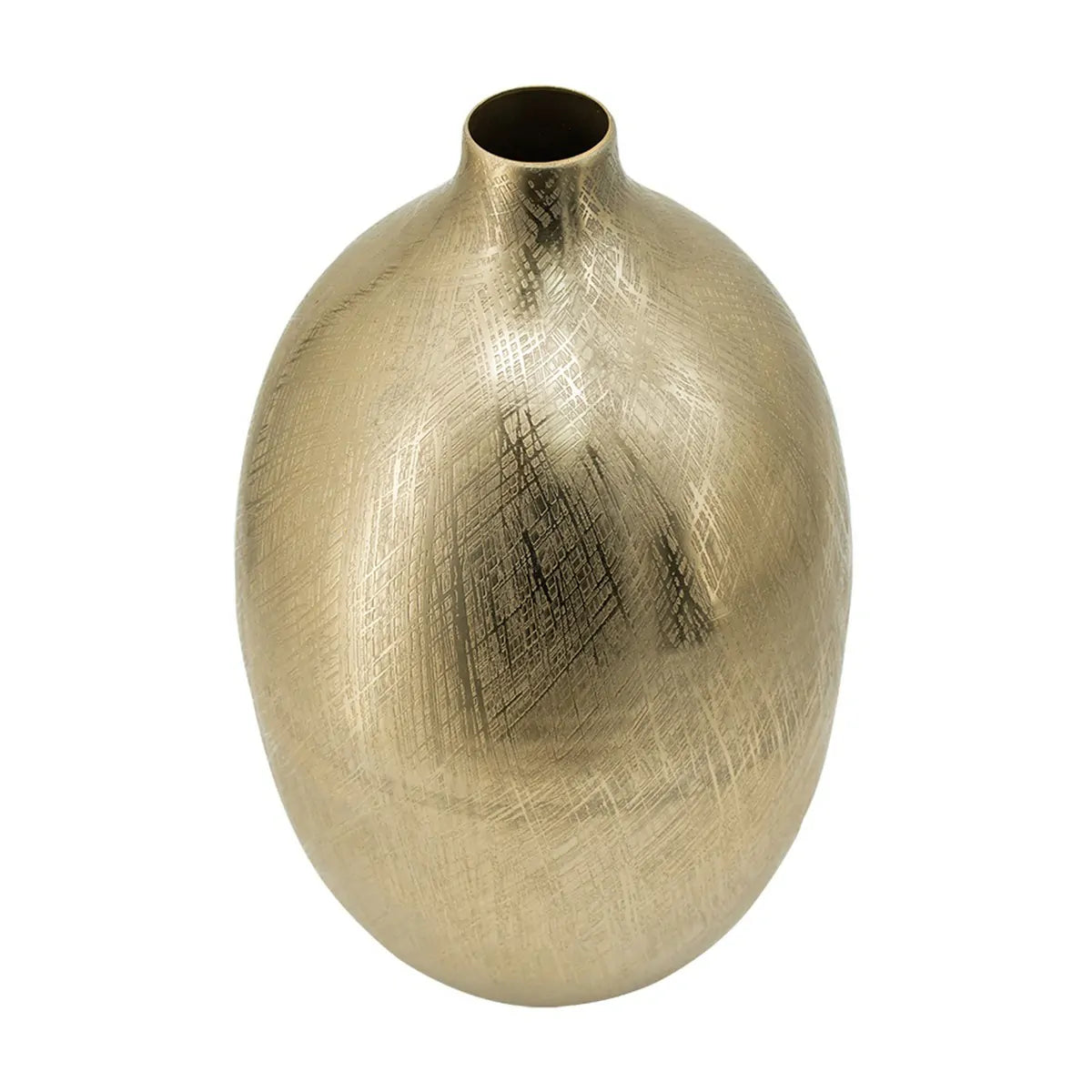 Gold Streak Aluminum Vase 13.5 Inch Modern Metallic Floor Decor