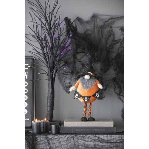 2 Pics Fabric Standing Orange Gnome Holding Banner