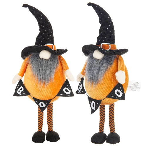 2 Pics Fabric Standing Orange Gnome Holding Banner